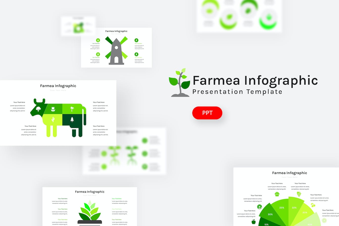农牧场数据图表PowerPoint演示文稿模板 Farmea Infographic – Powerpoint Template