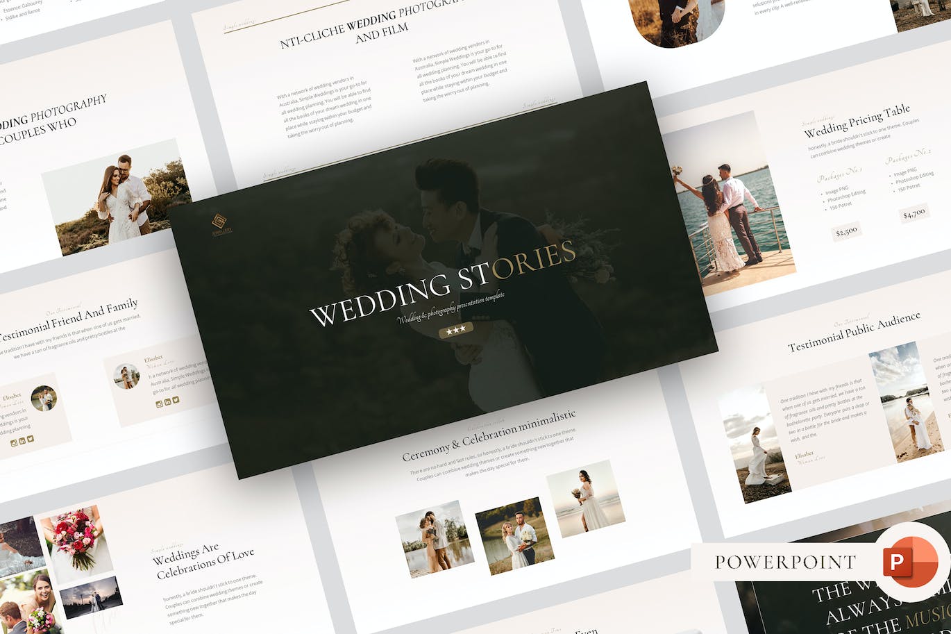 婚礼故事PPT幻灯片模板素材 Wedding Stories Powerpoint Template