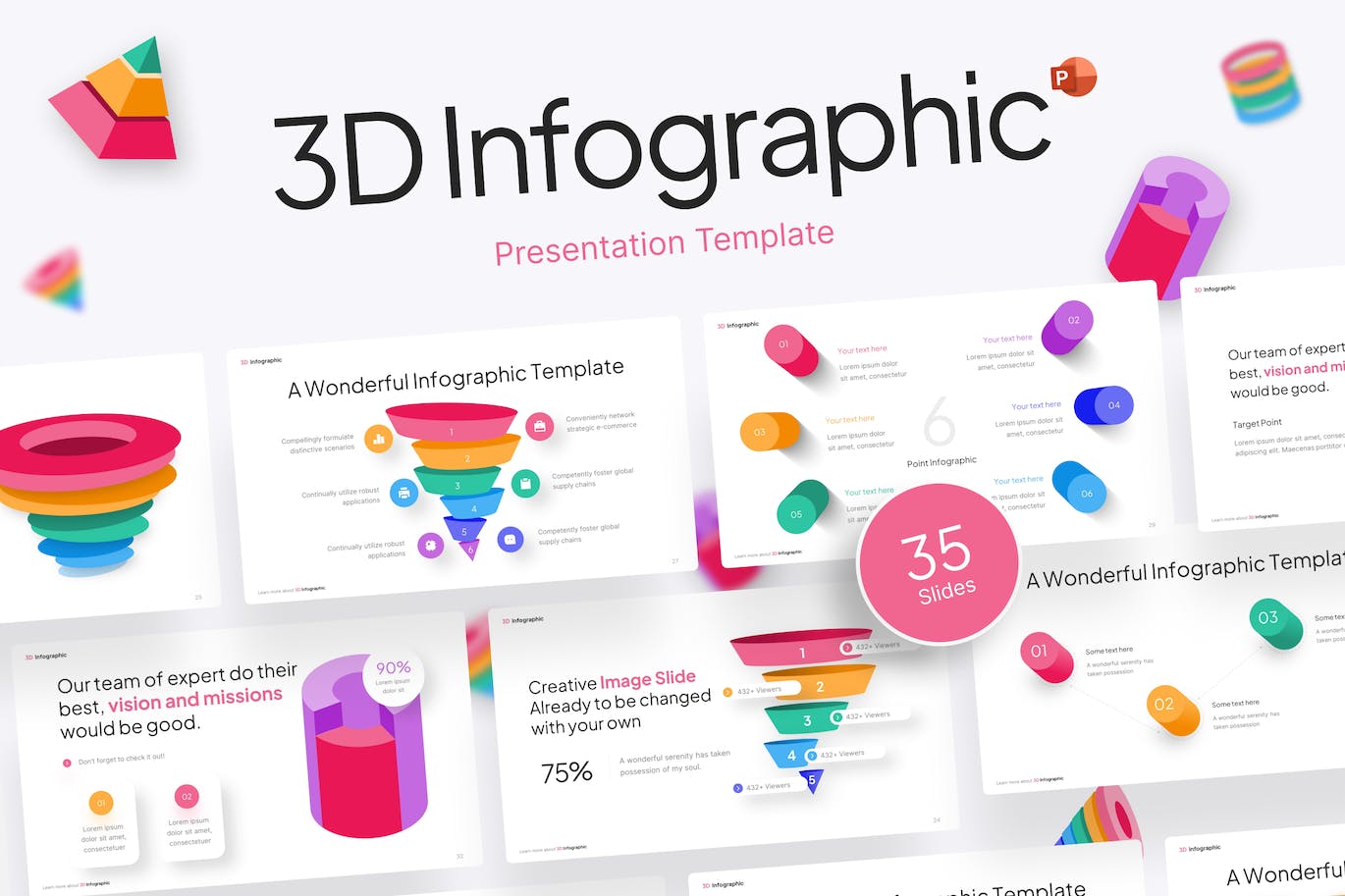 3D信息图表创意PPT幻灯片模板下载 3D Infographic Creative PowerPoint Template