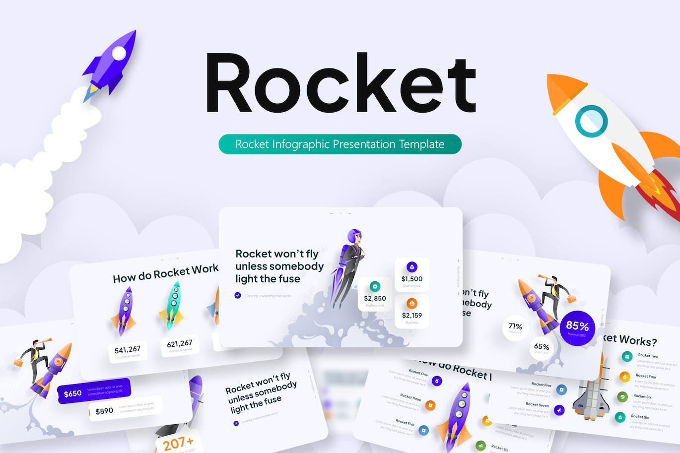 火箭信息图表PPT创意模板 Rocket Infographic PowerPoint Template