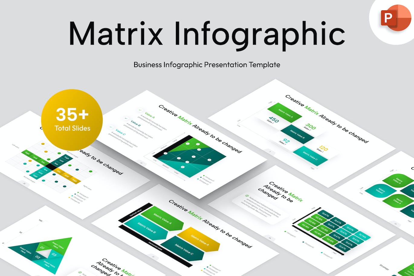 矩阵信息图表PowerPoint演示文稿模板 Matrix Infographic PowerPoint Template