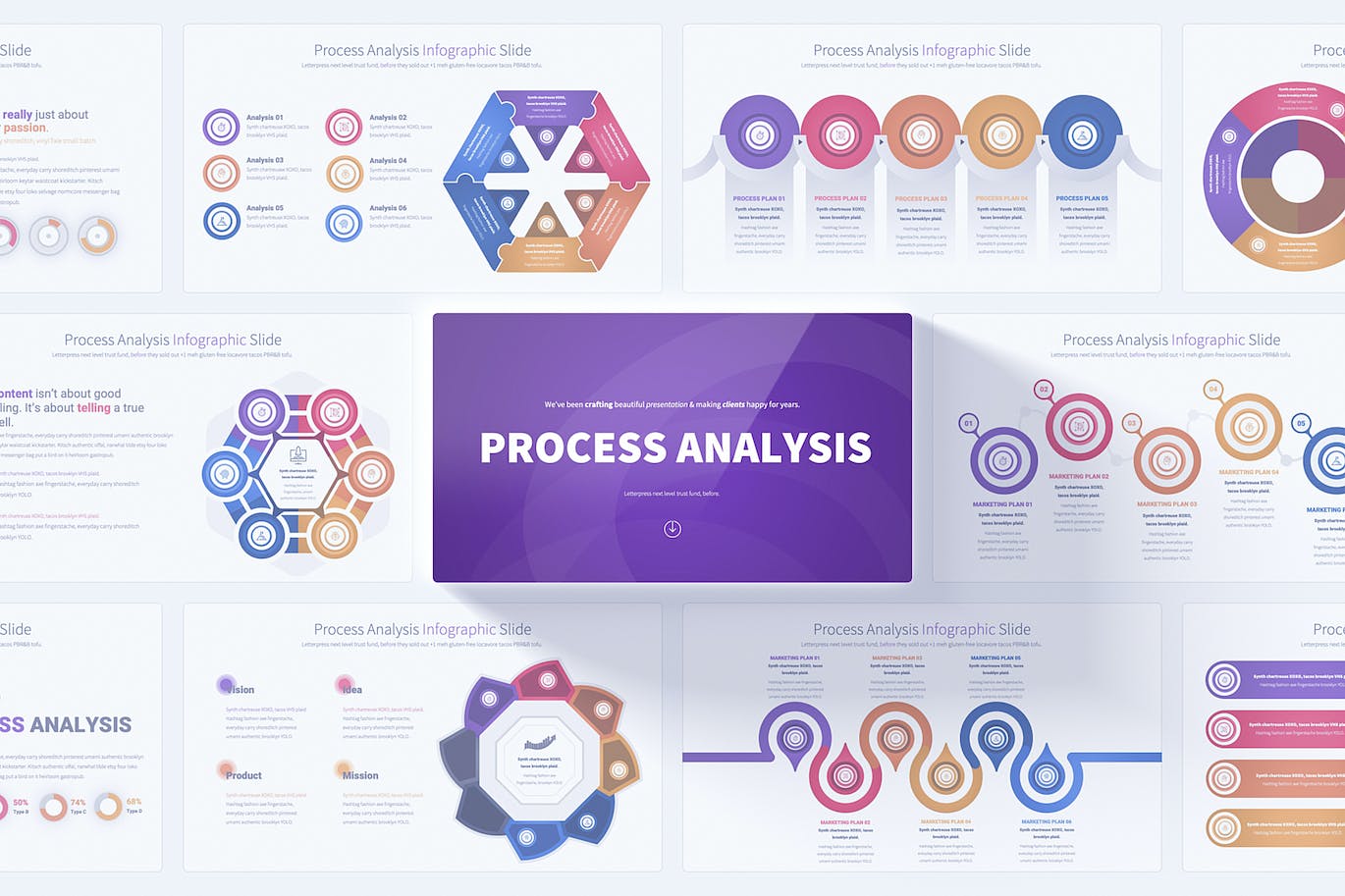 过程分析信息图表PPT幻灯片设计模板 Process Analysis – PowerPoint Infographics Slides