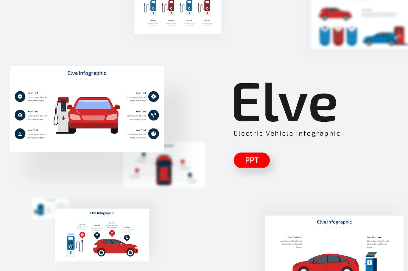 汽车充电信息图表PPT幻灯片模板素材 Elve Infographic – Powerpoint Template