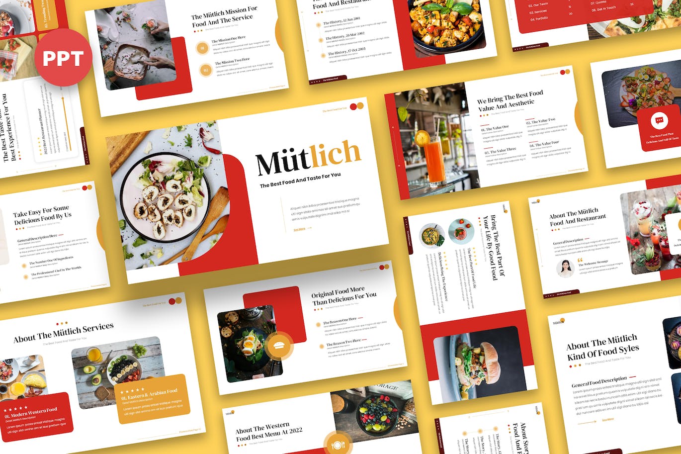 美食食品展示PPT幻灯片模板下载 Mutlich – Food Powerpoint