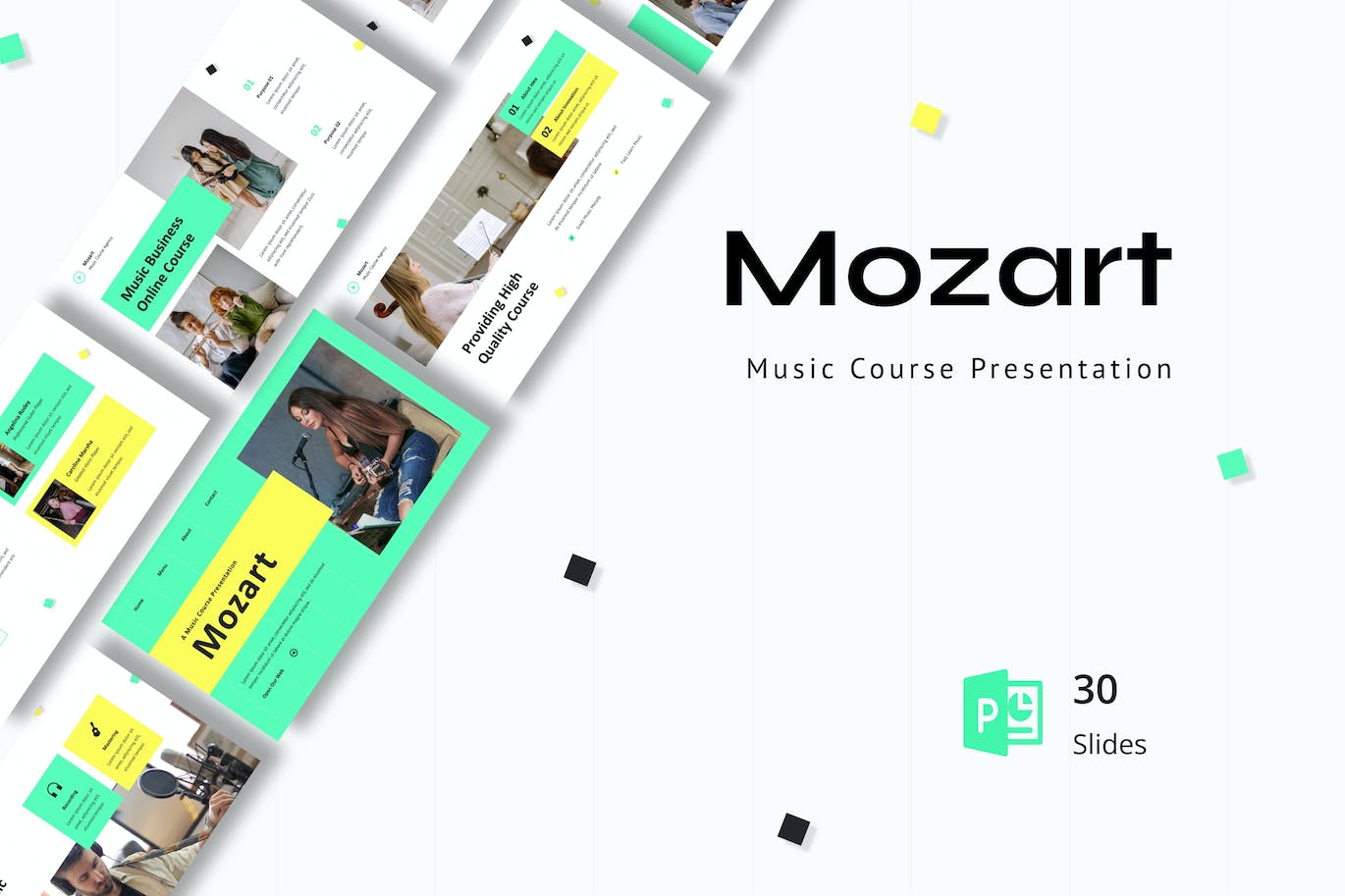 音乐课程Powerpoint模板 Mozart – Music Course Presentation PowerPoint