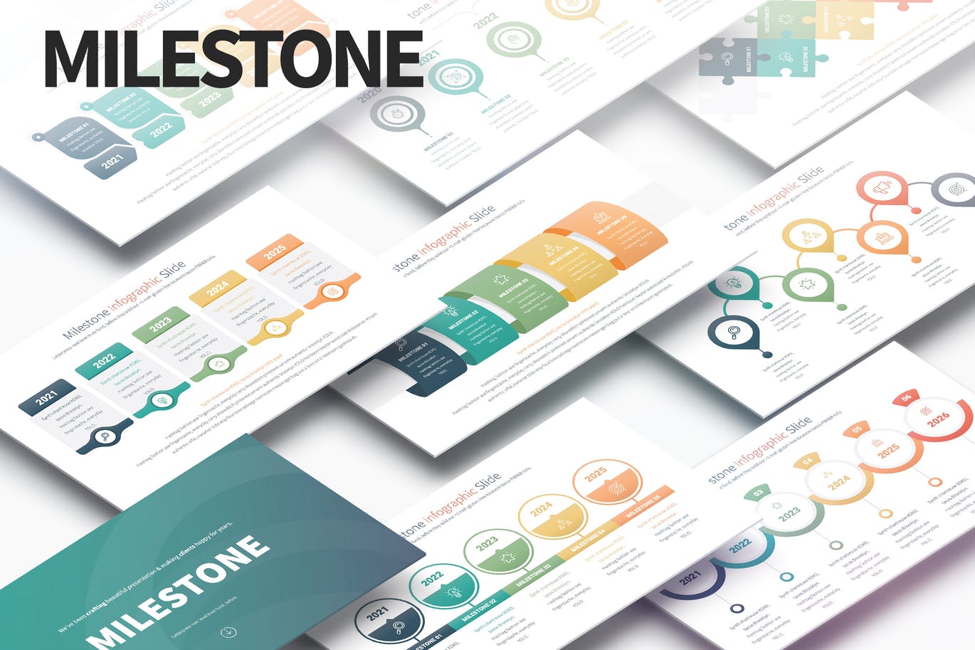 里程碑信息图表PPT模板 Milestone – PowerPoint Infographics Slides