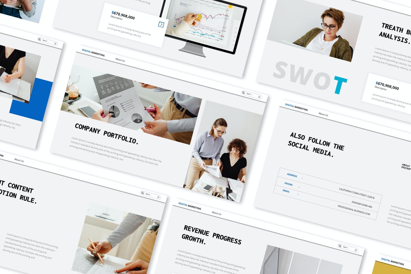 数字营销机构Powerpoint幻灯片模板 Digital Marketing Agency Powerpoint Presentation Template