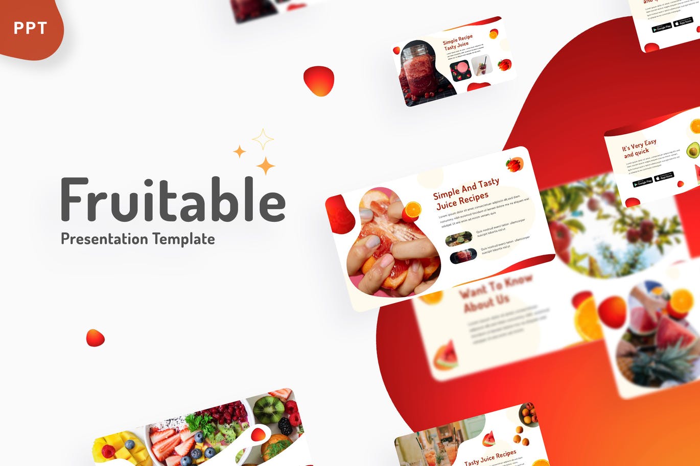 水果食品展示PPT创意模板 Fruitable – Creative Powerpoint Template