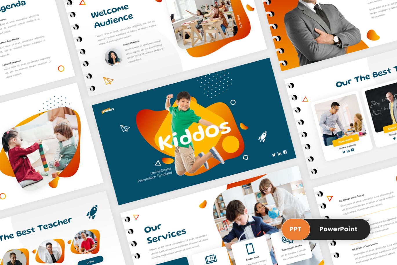 儿童教育学校PPT幻灯片模板 Kiddos – Education School PowerPoint Template