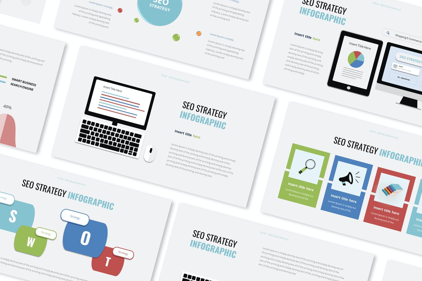 SEO策略信息图表PPT素材 SEO Strategy Infographic Powerpoint Template