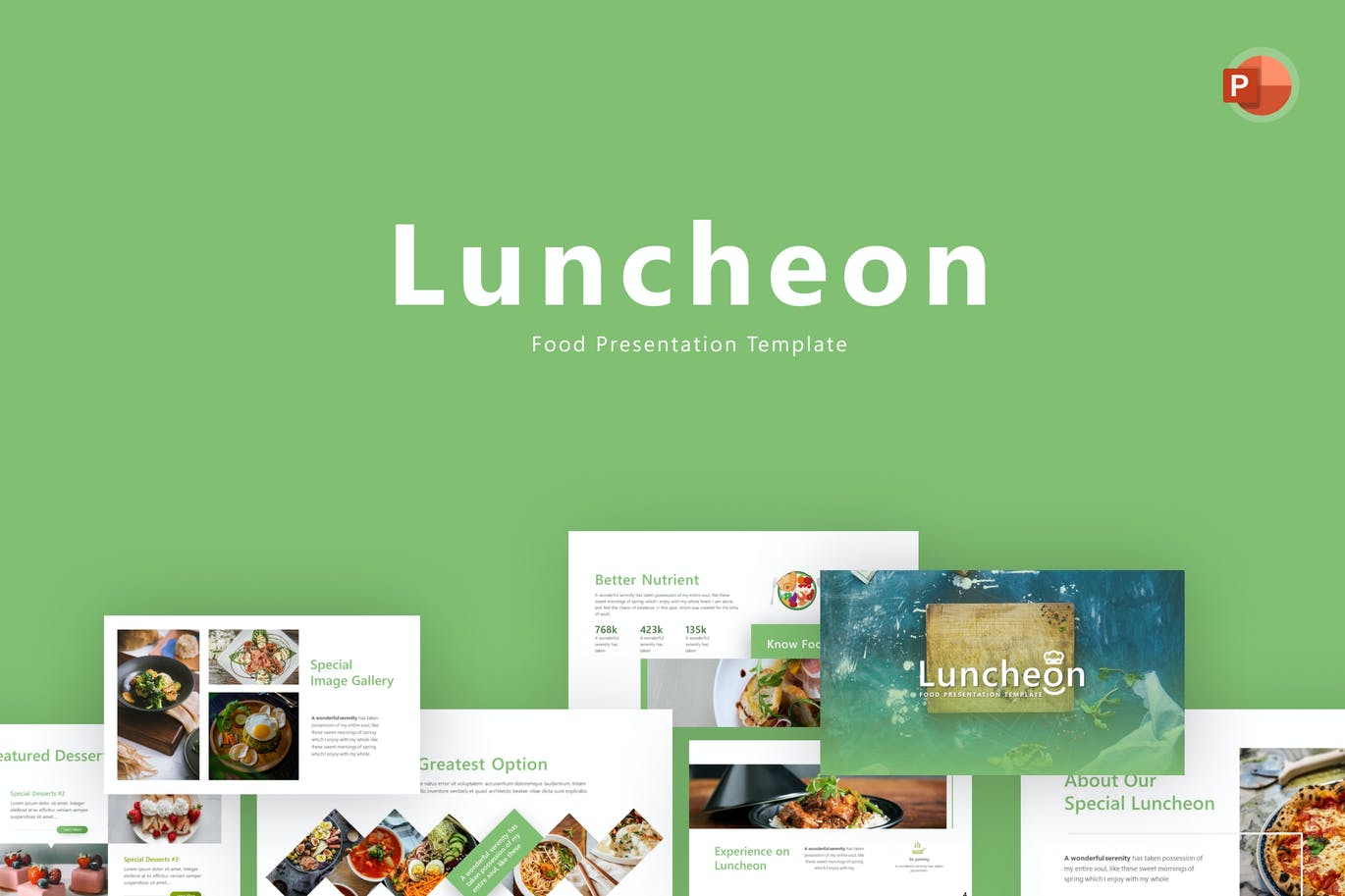 午餐食品PPT设计模板 Luncheon Food PowerPoint Template