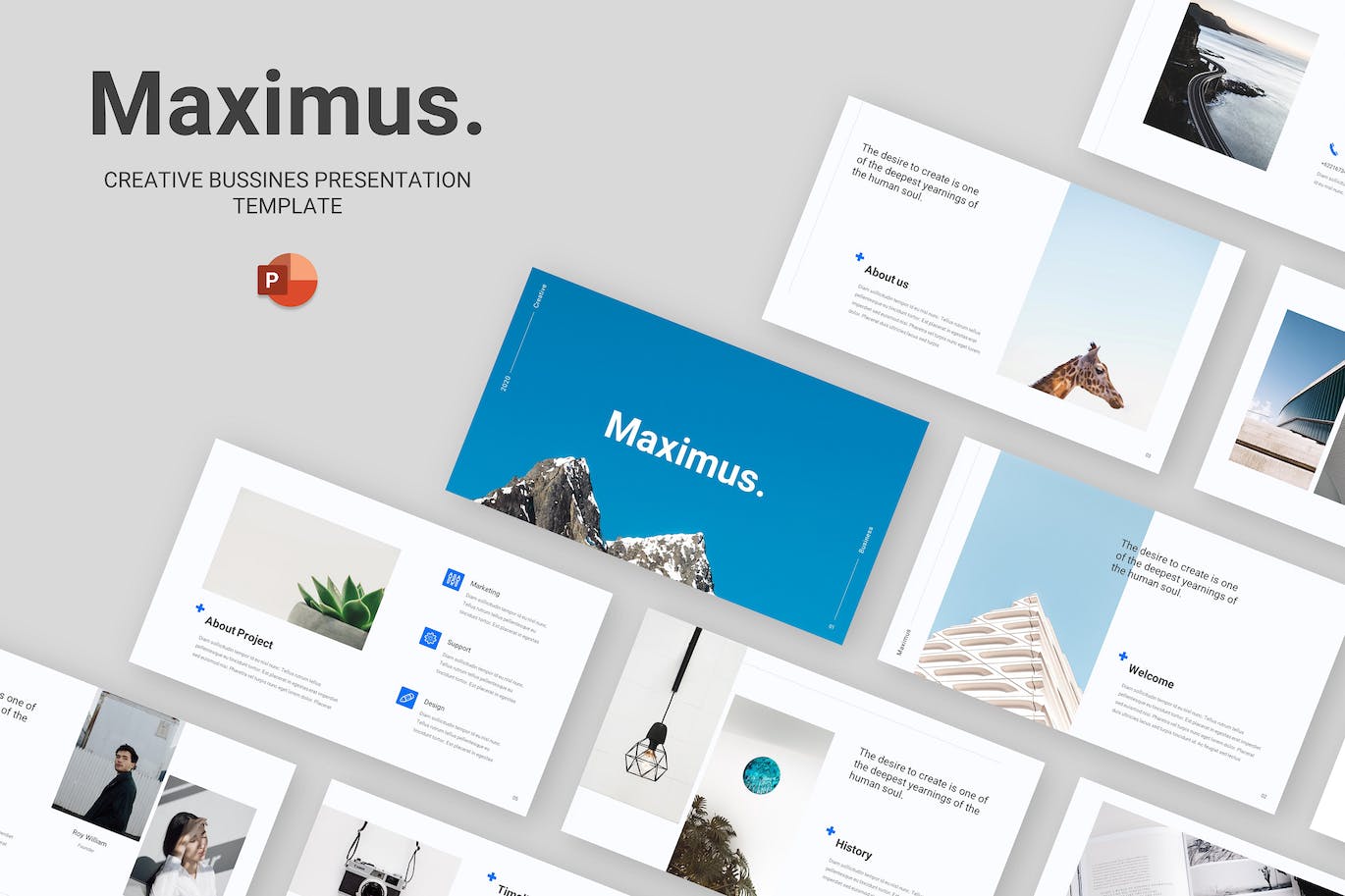 企业职位介绍PPT幻灯片设计模板 Maximus – Creative Bussines Powerpoint Template