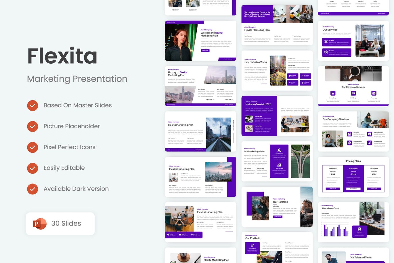 营销销售PPT幻灯片设计模板 Flexita – Marketing PowerPoint Template