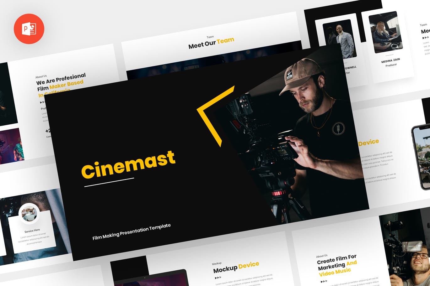 电影影视制作PPT设计模板 Cinemast – Film Making Powerpoint Template
