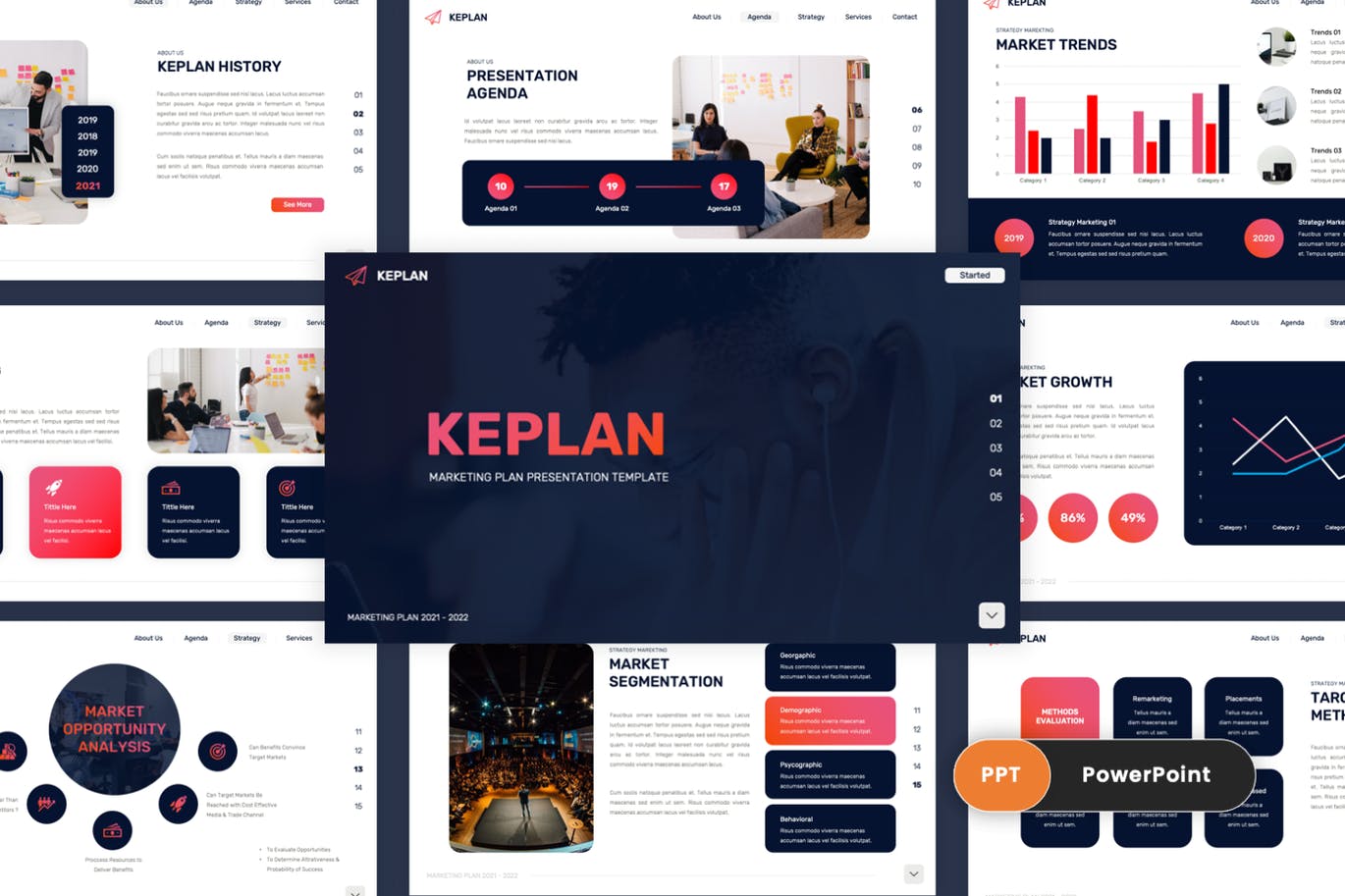 营销计划方案Powerpoint幻灯片模板 Keplan – Marketing Plan PowerPoint Template