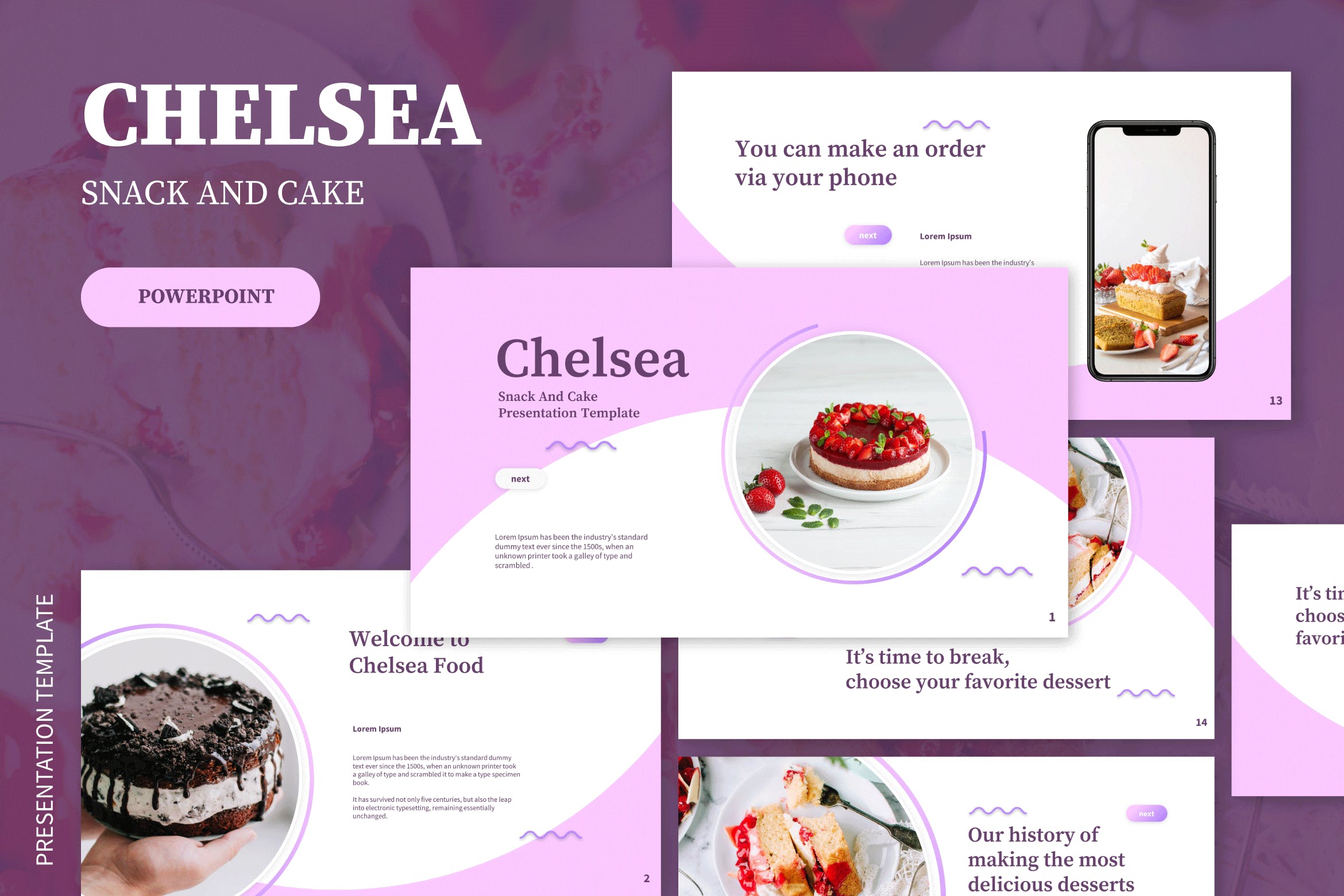 小吃&蛋糕PPT创意模板 Snack Cake Powerpoint Template