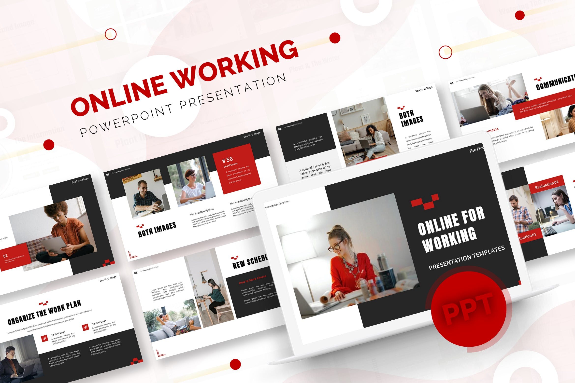 在线工作/办公PowerPoint演示文稿模板 Online for Working | Powerpoint Template