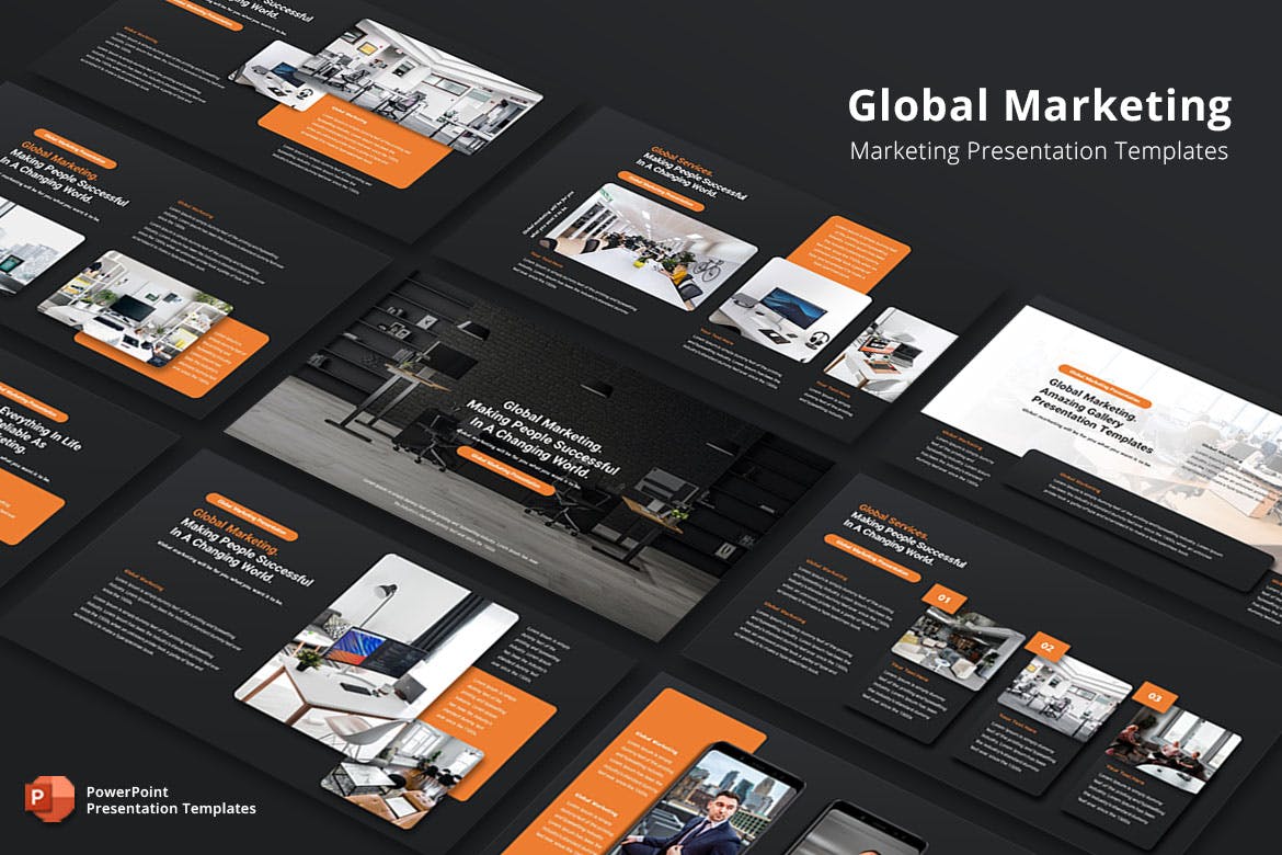 全球营销推广PPT素材 Global Marketing – PowerPoint Template