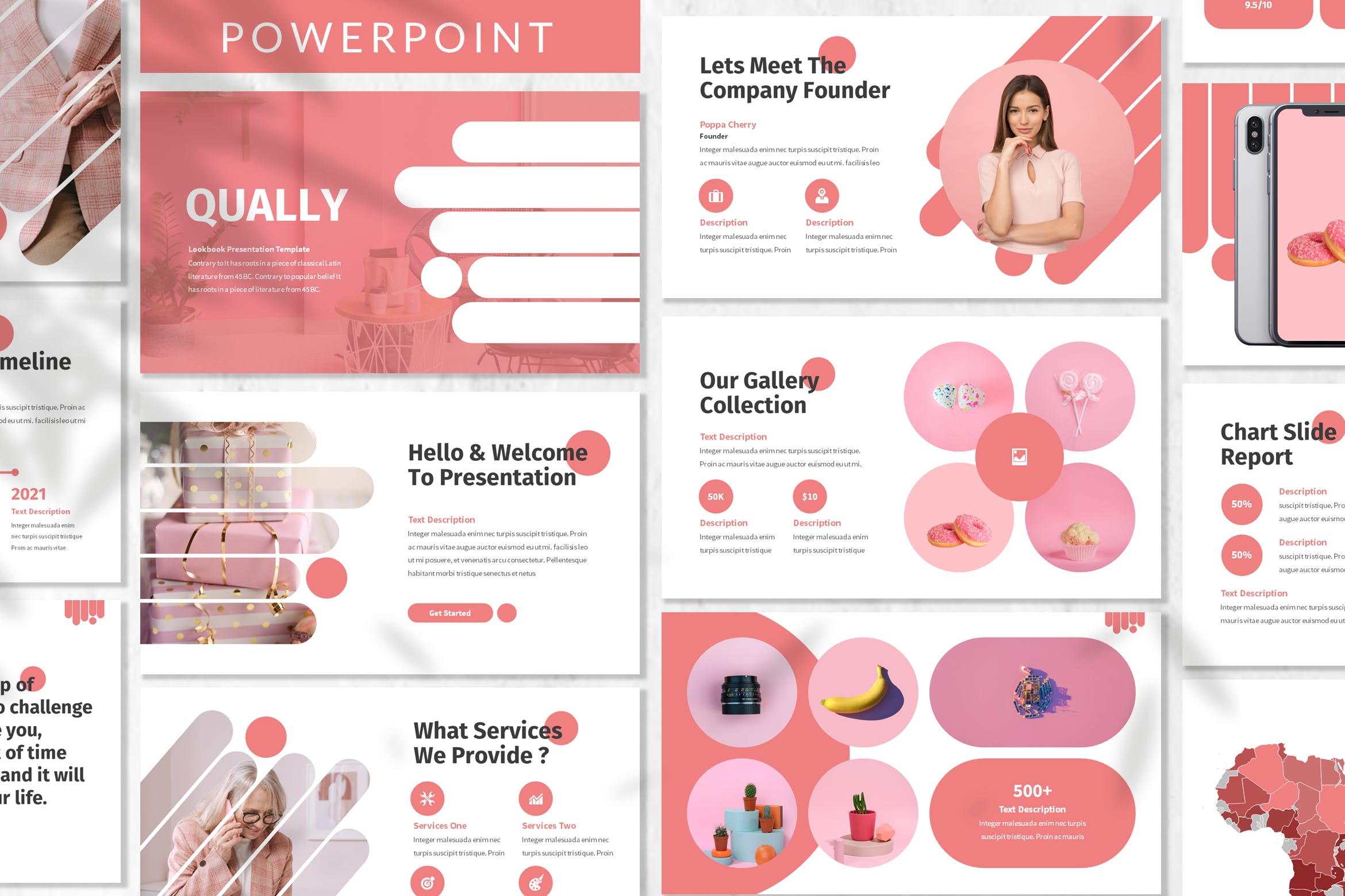 粉色女性时尚Powerpoint模板 Qually – Fashion Powerpoint Template