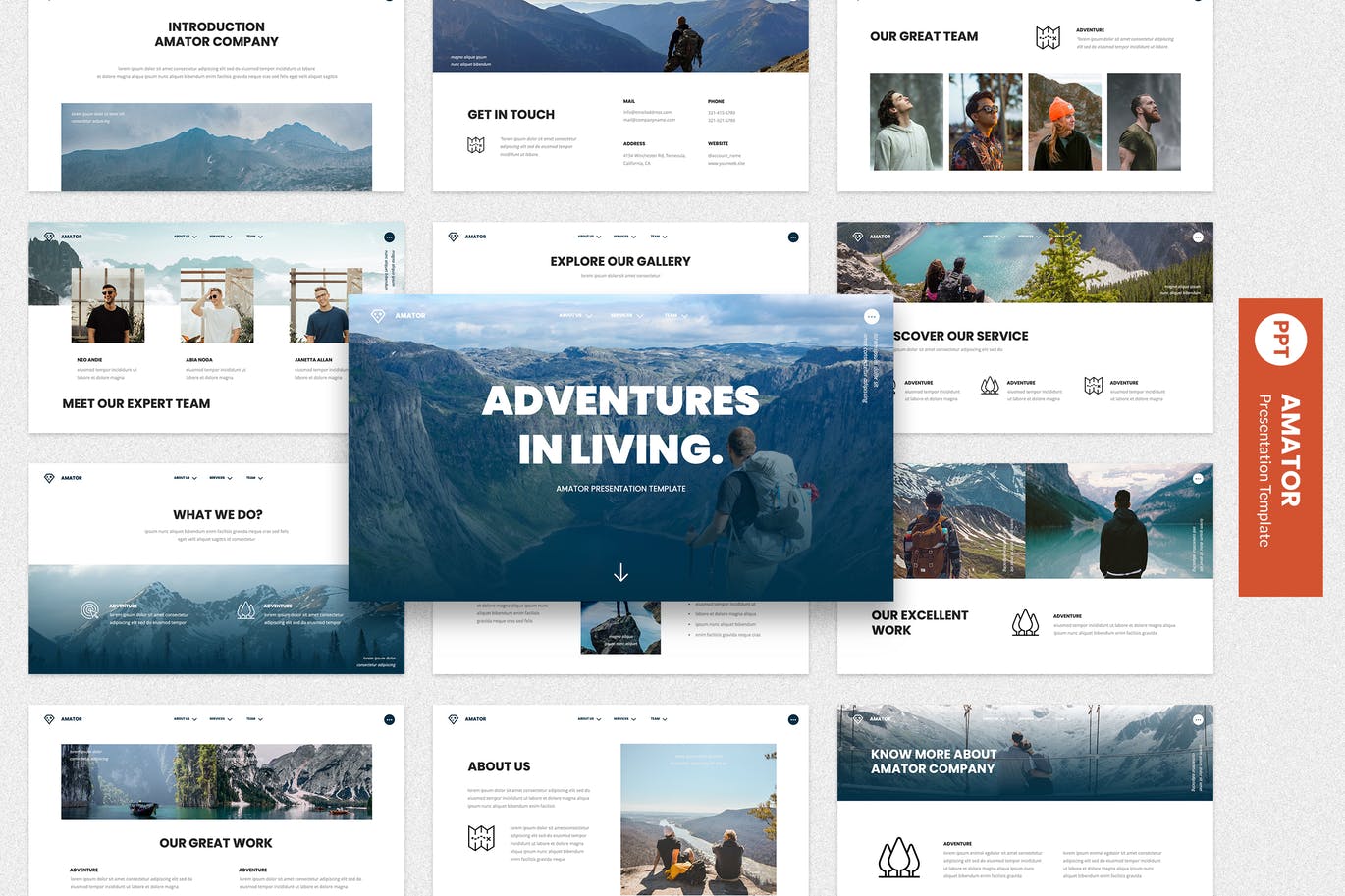 旅行推广PPT幻灯片模板 Amator – Adventure PowerPoint Template