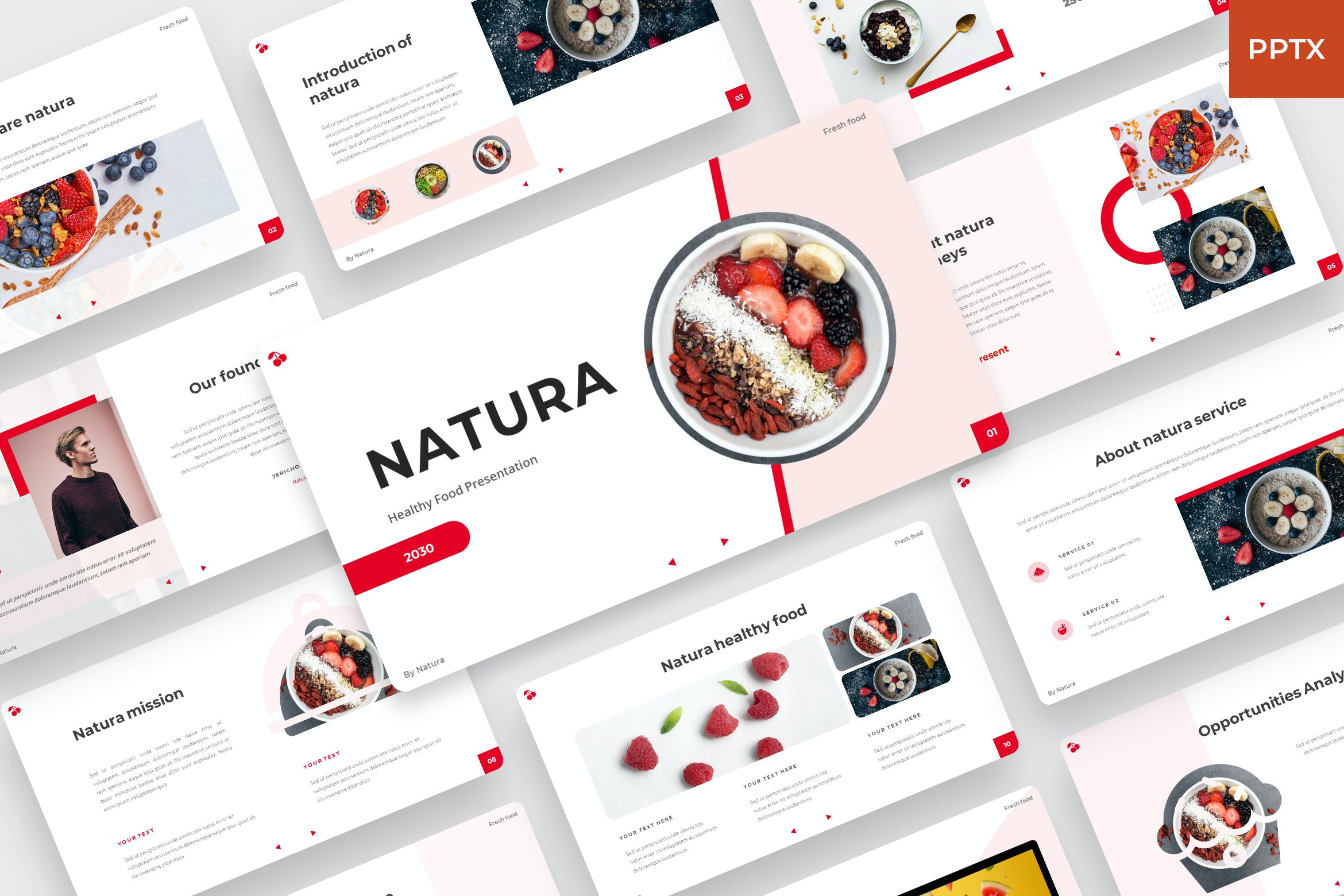 健康水果食品Powerpoint幻灯片模板 NATURA – Healthy food PowerPoint Template