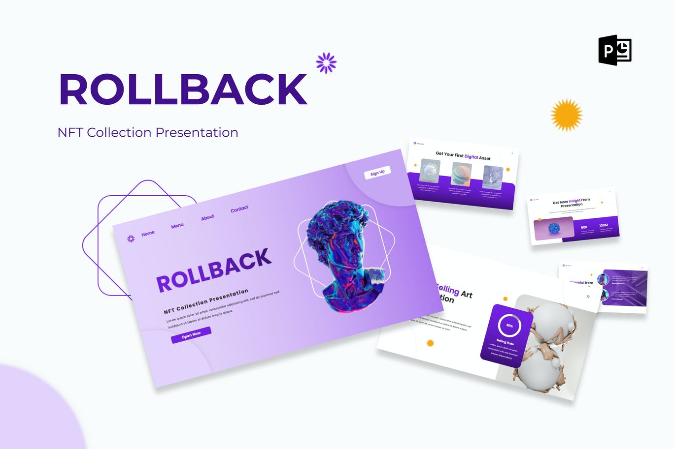 NFT作品展示幻灯片PPT模板 Rollback – NFT Collection Presentation Powerpoint