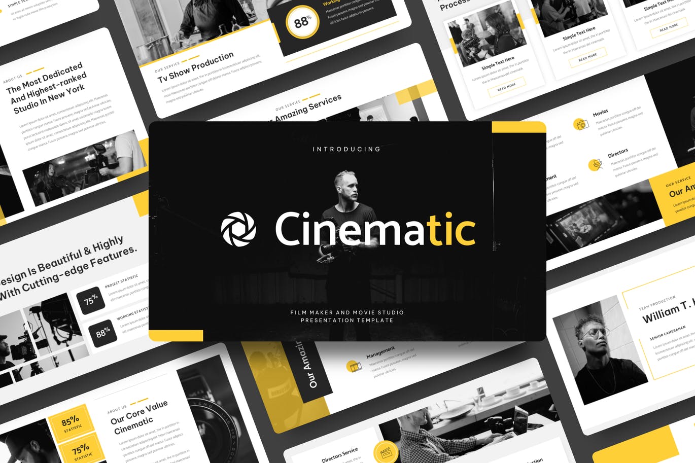 电影制作人和电影制片厂PPT演示文稿 Film Maker and Movie Studio PowerPoint Template