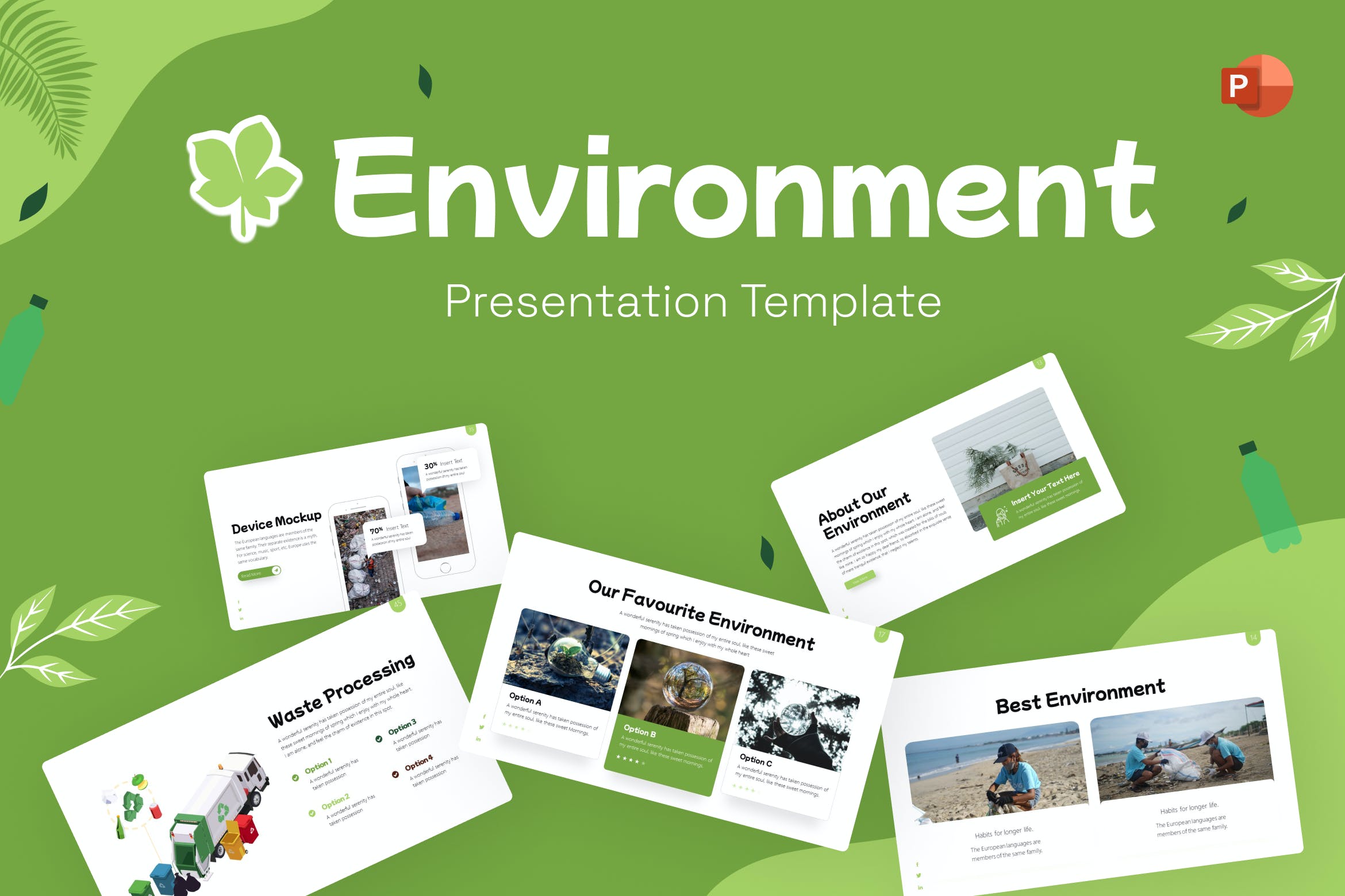 生态环境PPT幻灯片设计模板 Environment Simple PowerPoint Template