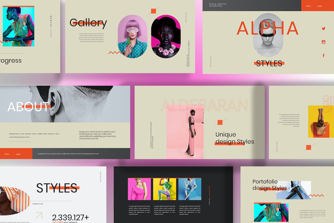 时尚现代品牌演示PPT幻灯片设计模板 Alpha Creative Powerpoint