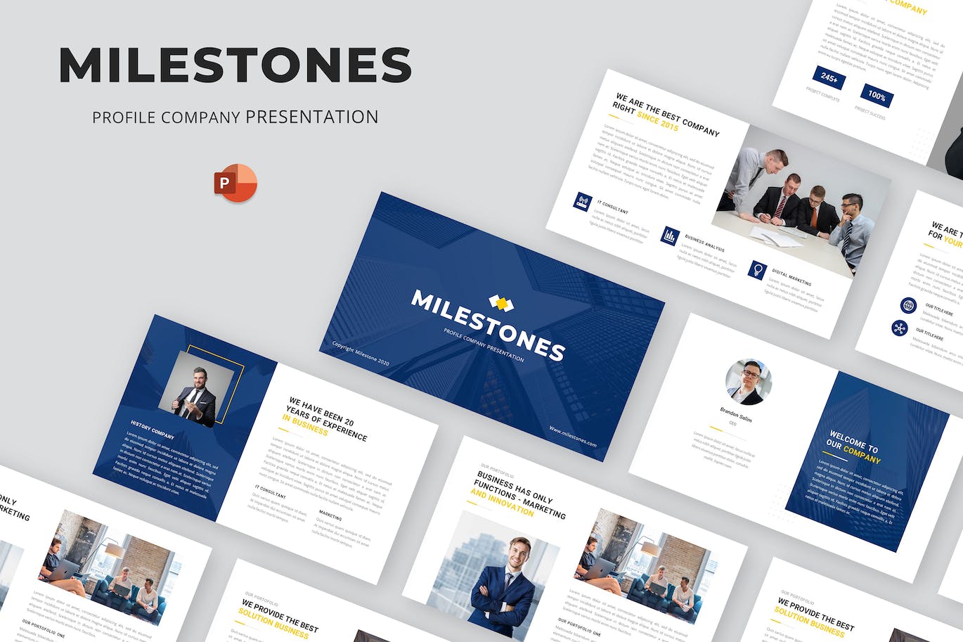员工技能培训PPT演示幻灯片模板  Milestones – Business Multipurpose PowerPoint