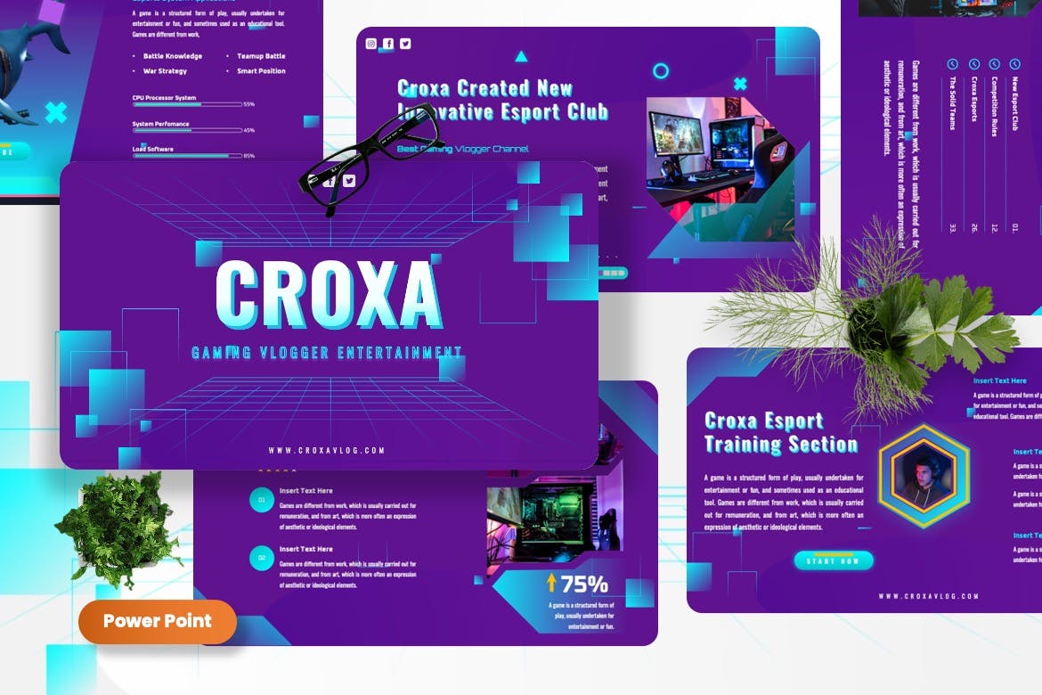 游戏电子竞技PPT模板下载 Croxa – Gaming Esports Powerpoint Template