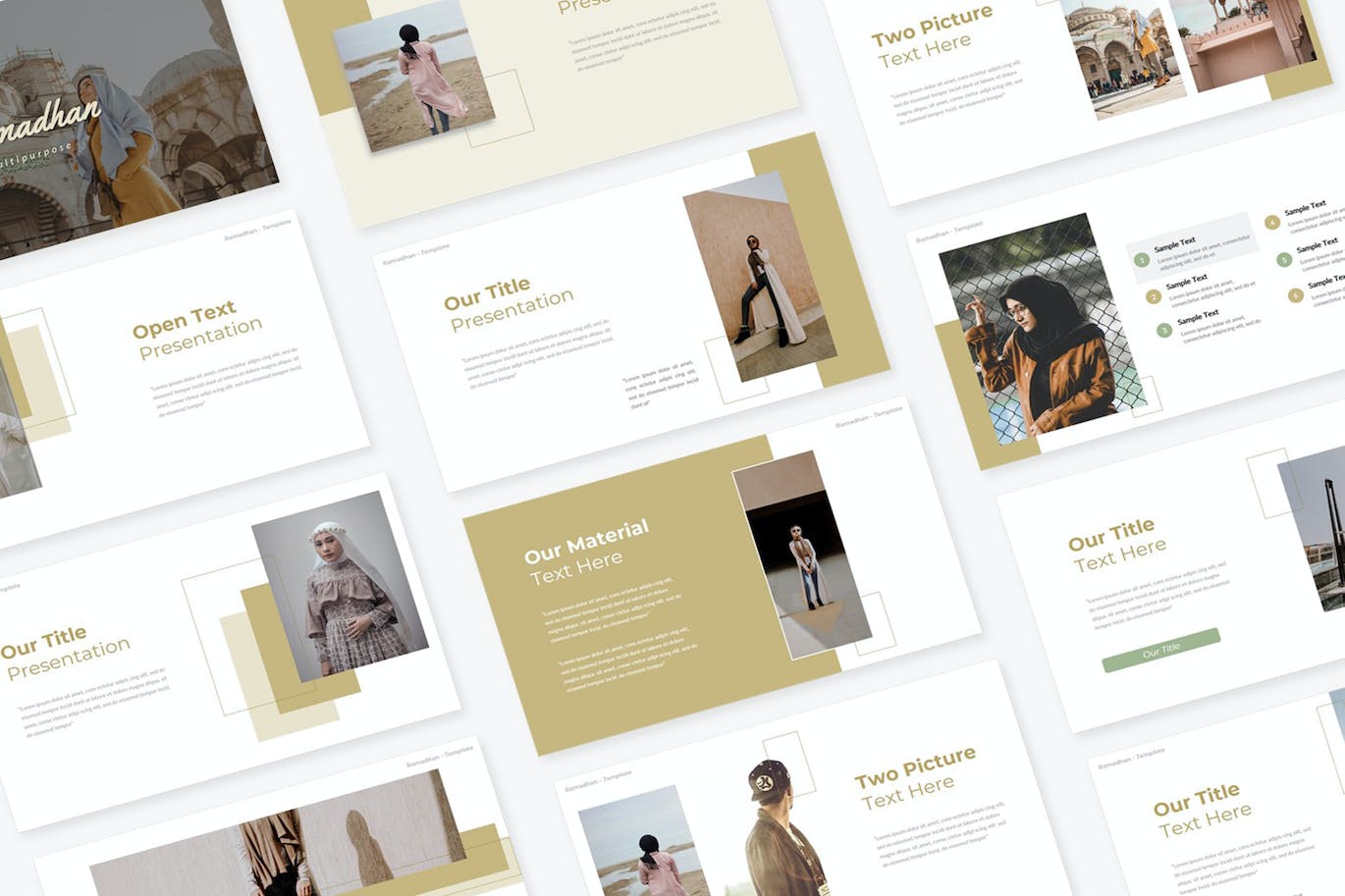 头巾服装品牌PPT演示幻灯片模板  Ramadhan Multipurpose PowerPoint