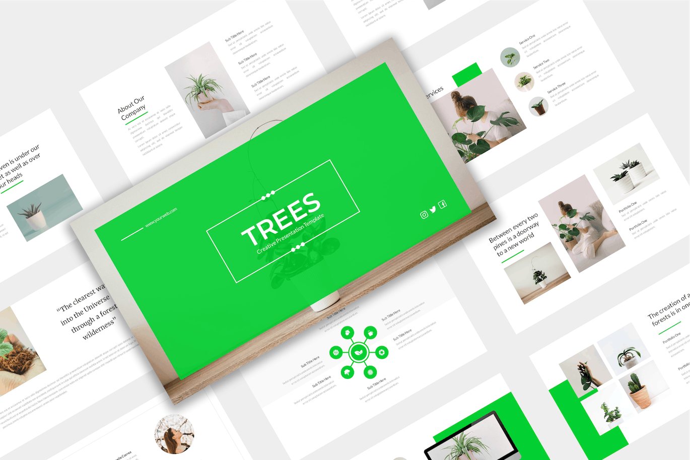 极简自然盆栽绿植PPT模板 Minimalist Nature PowerPoint Presentation