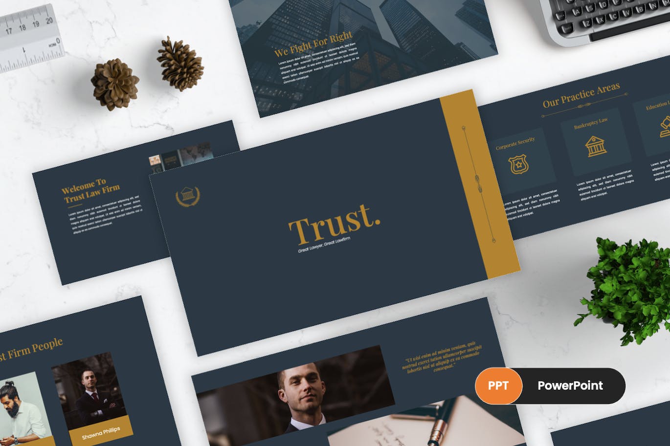 企业员工培训PPT幻灯片模板下载 Trust – Lawyer PowerPoint Template