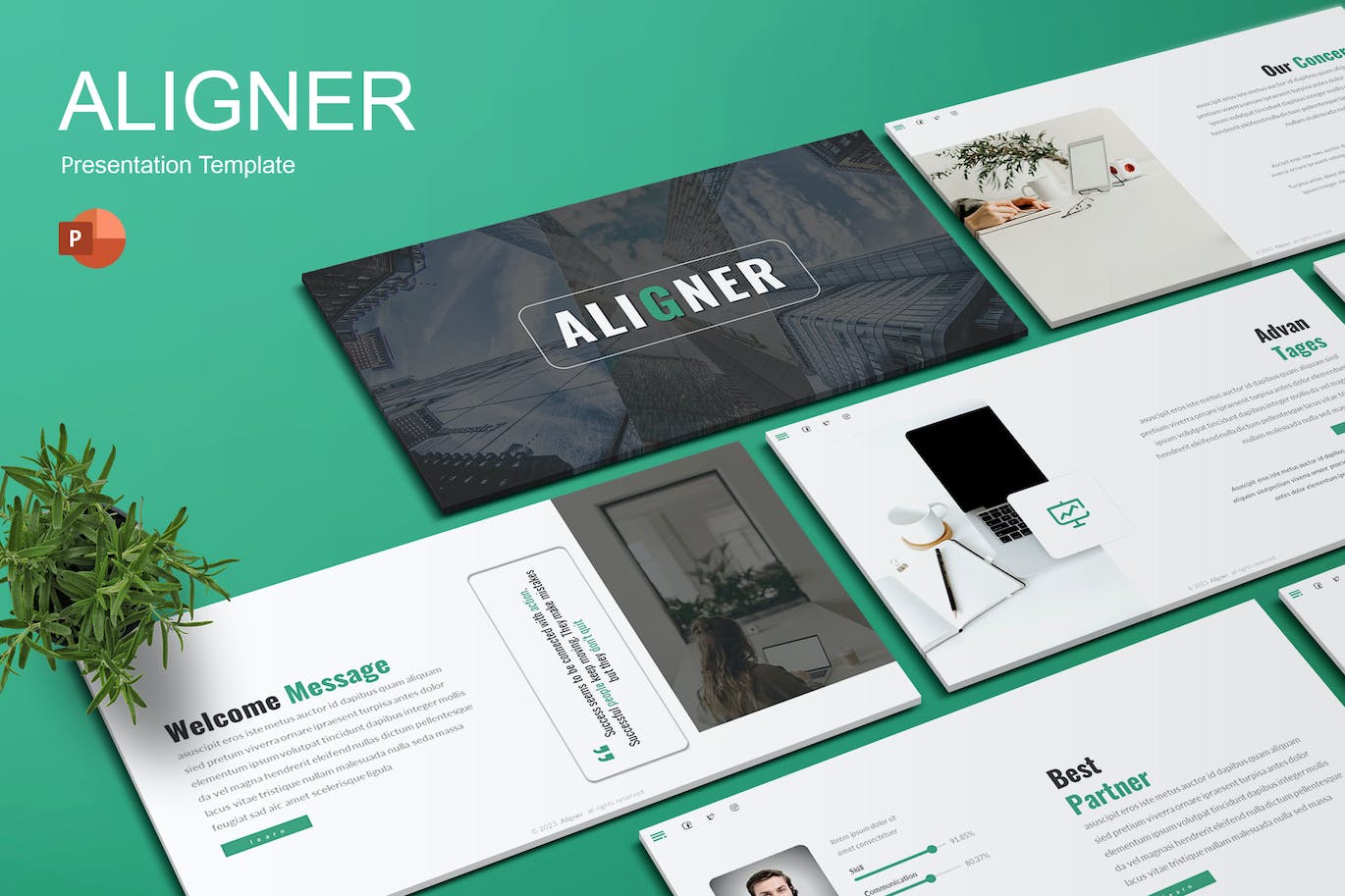 品牌形象风向标演示PPT幻灯片模板下载 Aligner – Lookbook Powerpoint Template