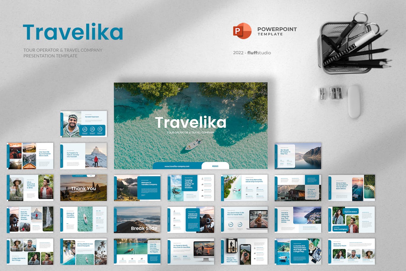 旅游运营商和旅行PPT模板下载 Travelika – Tour and Travel PowerPoint Template