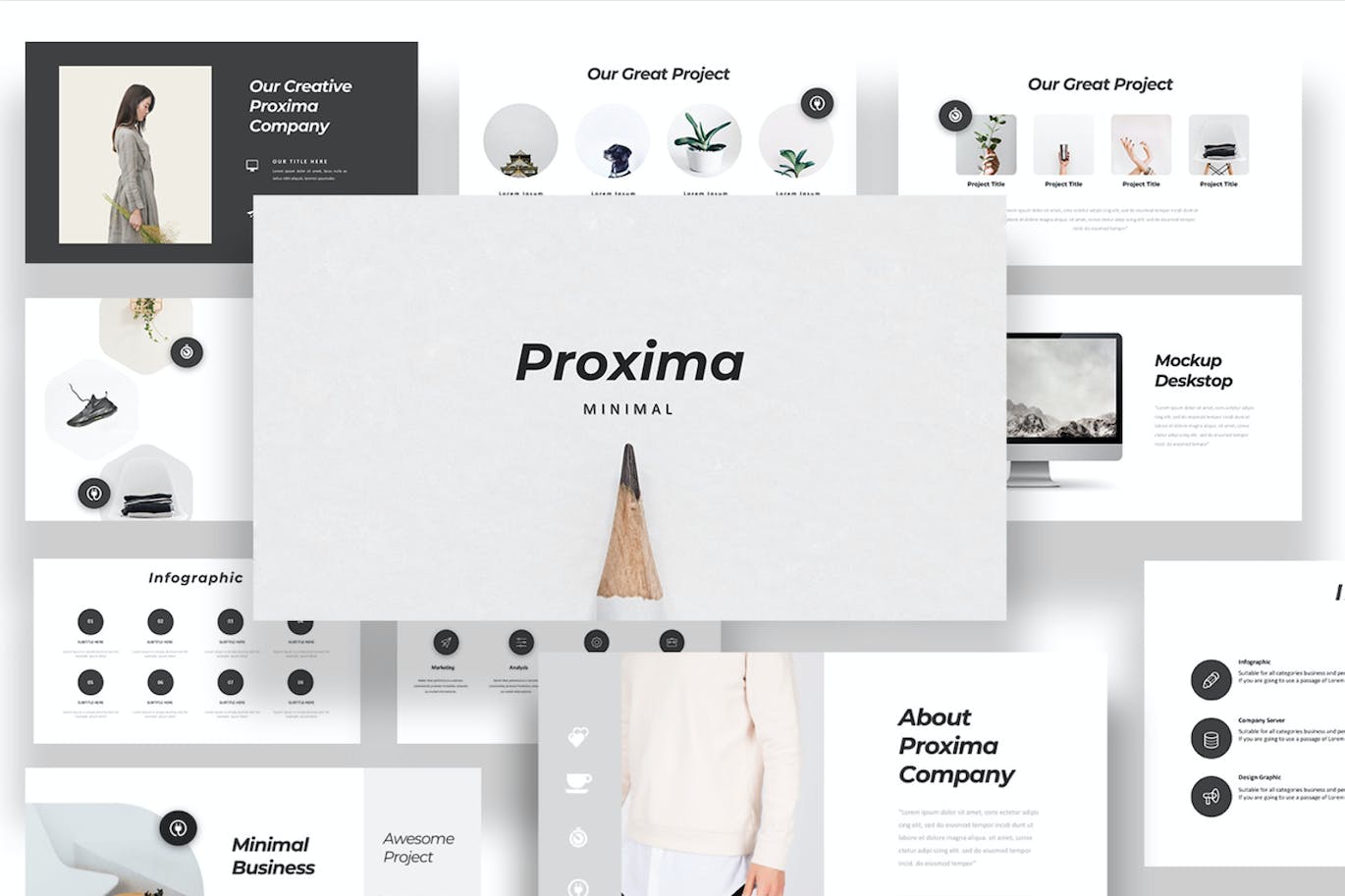 公司/企业介绍PPT模板下载 Proxima Minimal Powerpoint Template