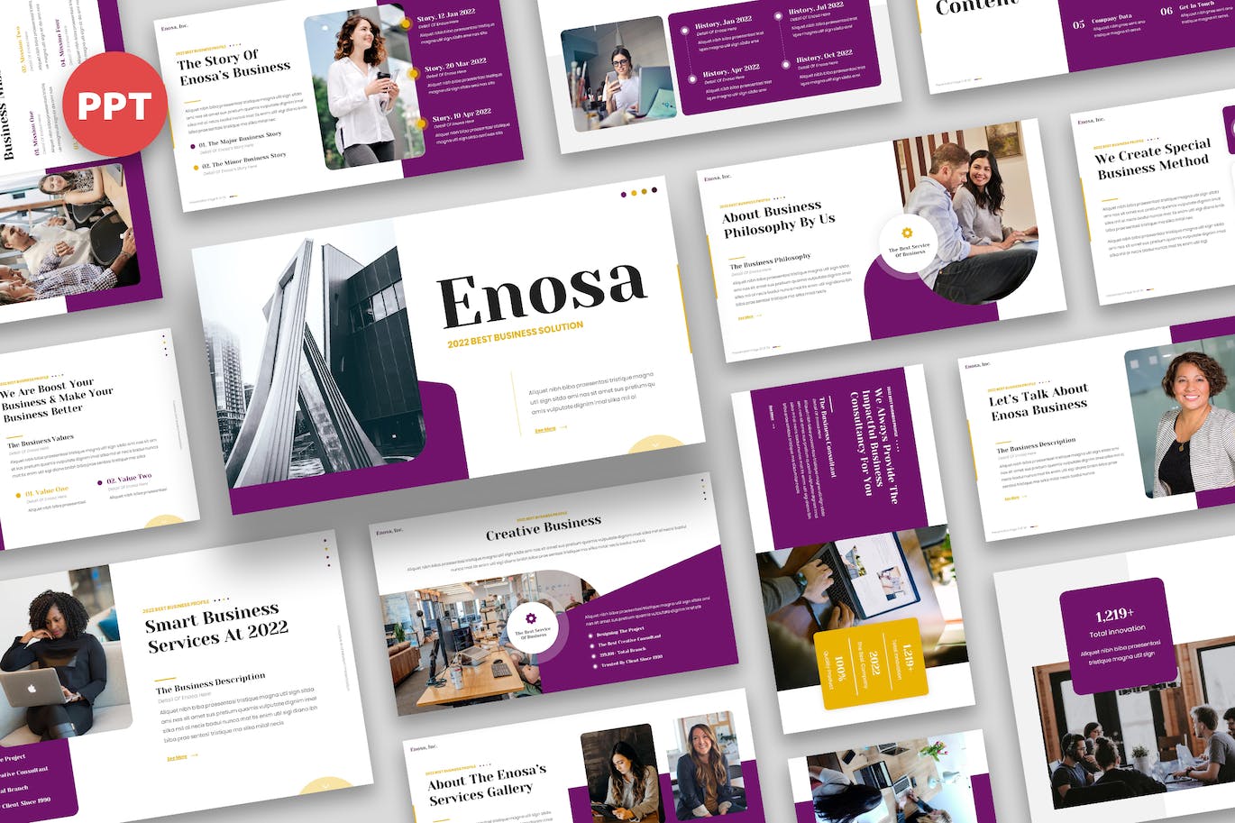 企业文化介绍PPT创意模板 Enosa – Business Powerpoint