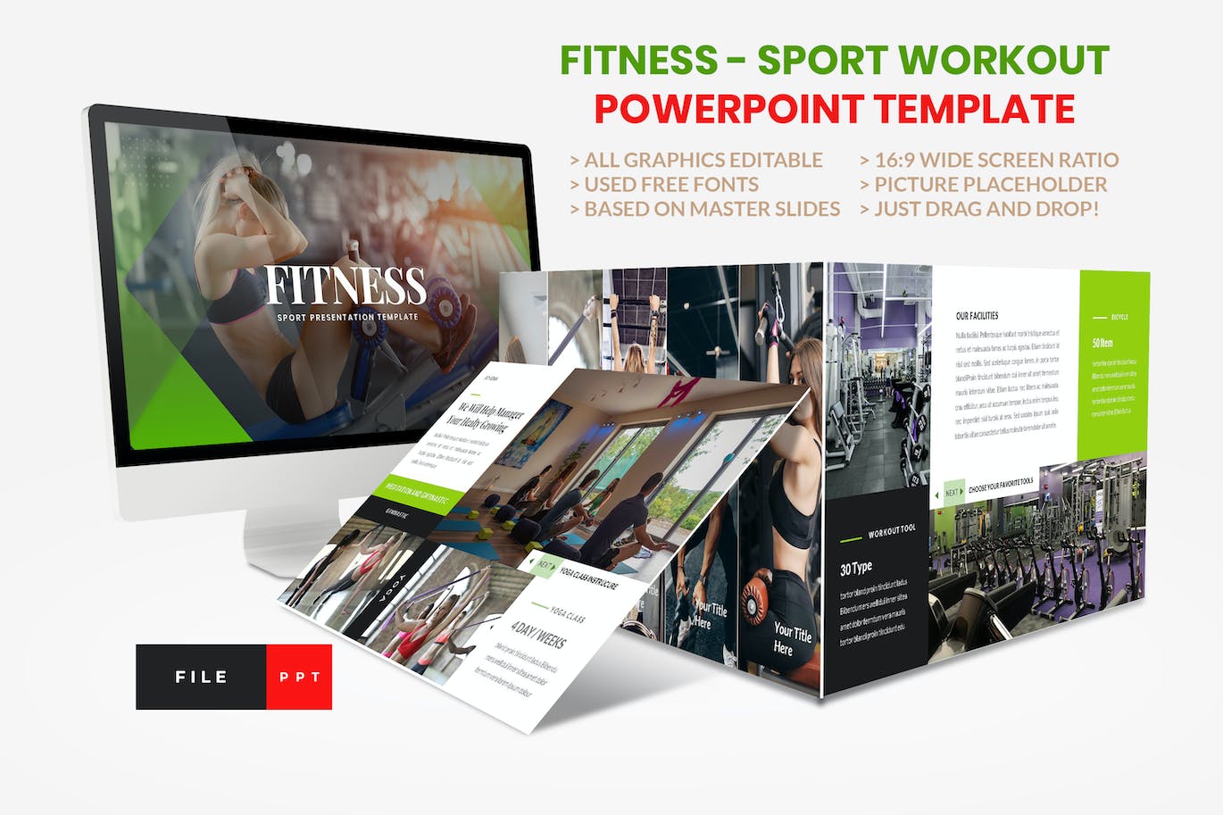 健身锻炼PPT幻灯片模板下载 Sport – Fitness Business Workout PowerPoint