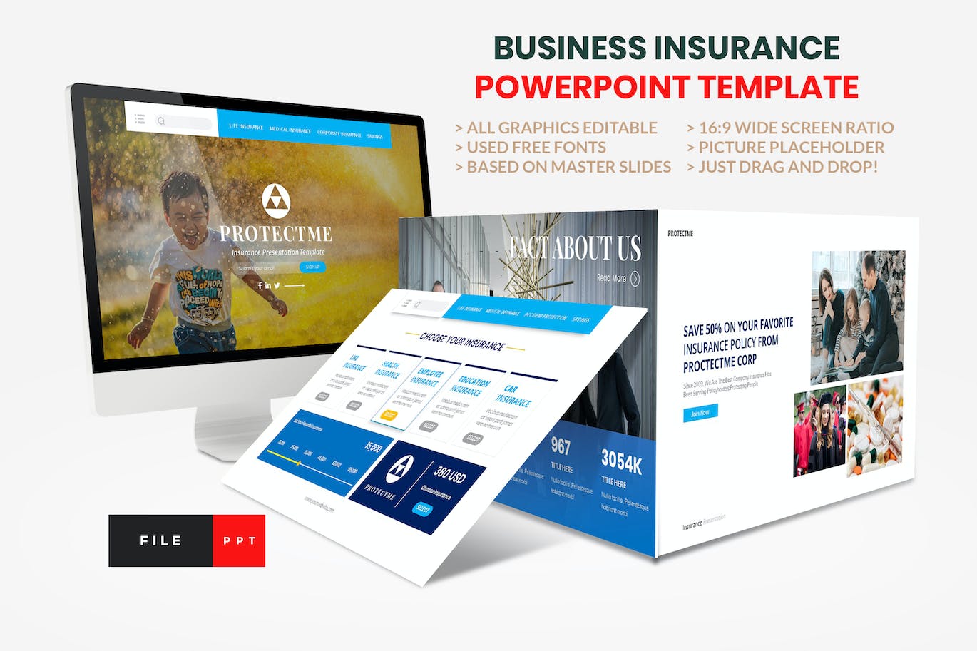 保险业务顾问Powerpoint幻灯片模板 Insurance – Business Consultant PowerPoint Templat