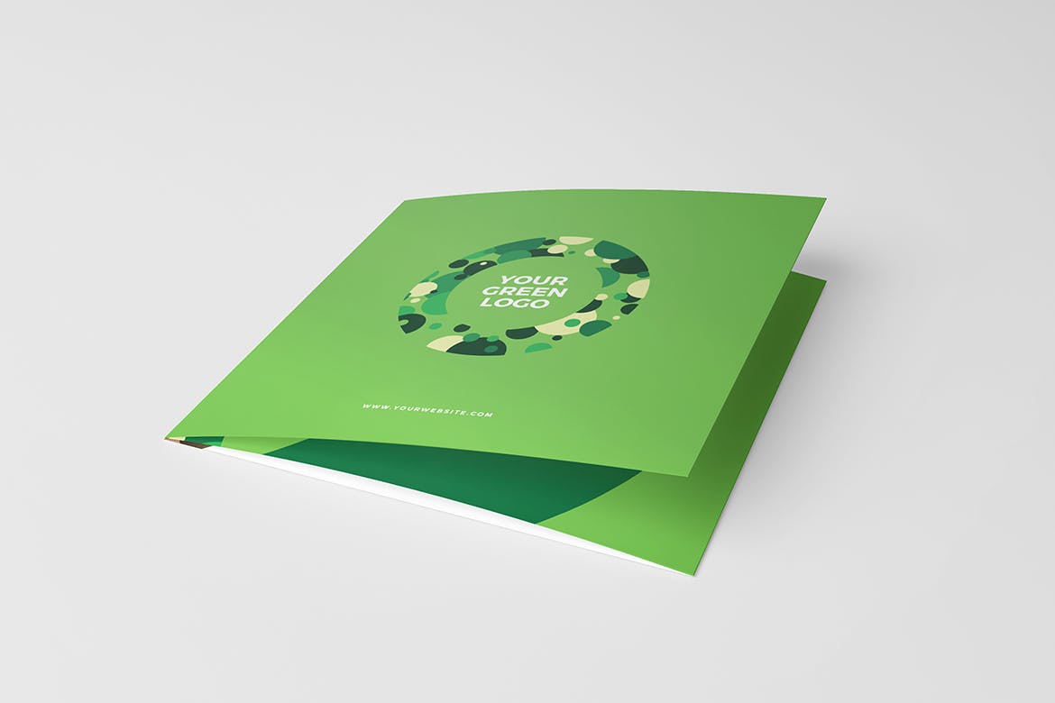 时尚高端专业的高品质清新简约生态绿色三折页设计模板