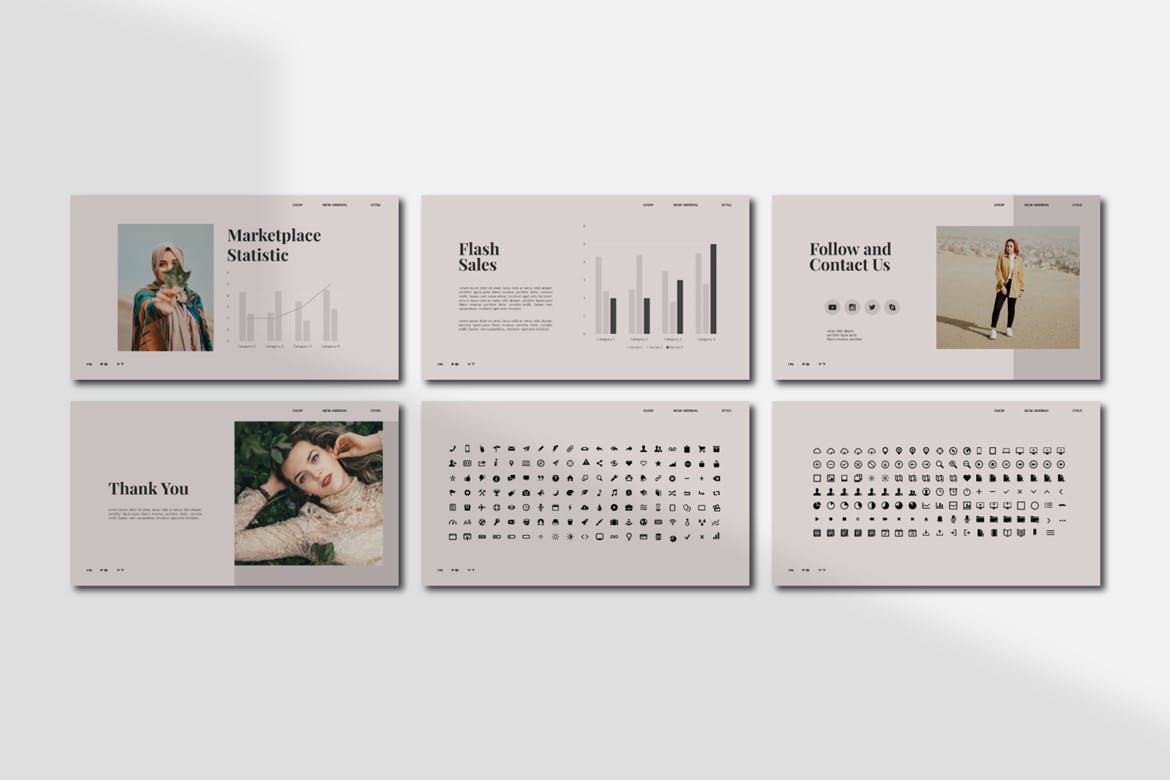 简约莫兰迪商务风时尚服装品牌PPT模板