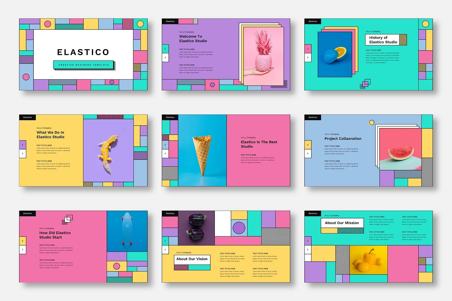 孟菲斯创意商业工作汇报PowerPoint模板