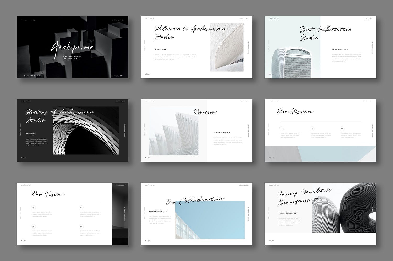 黑白建筑行业构造商业计划PPT模板