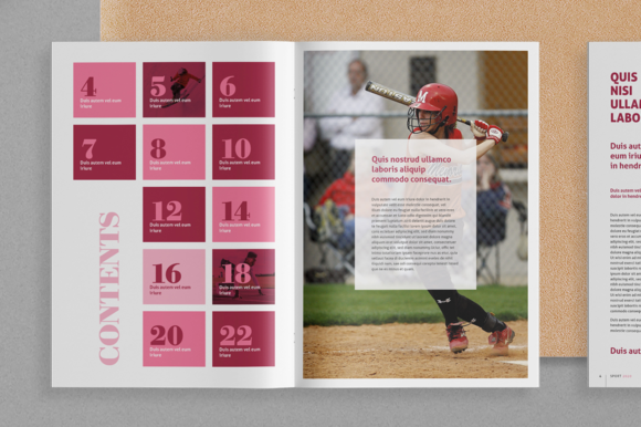 粉红配色方案体育运动杂志版式设计模板