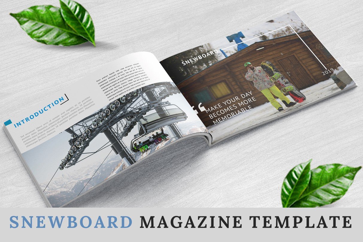 滑雪主题创意杂志手册排版设计模板