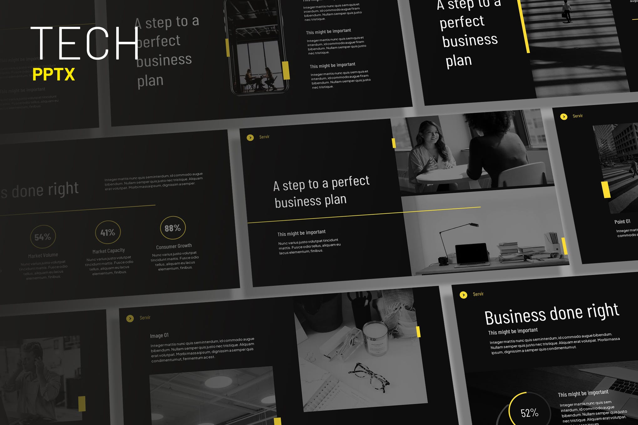 Servir – 黑暗主题机构幻灯片模板