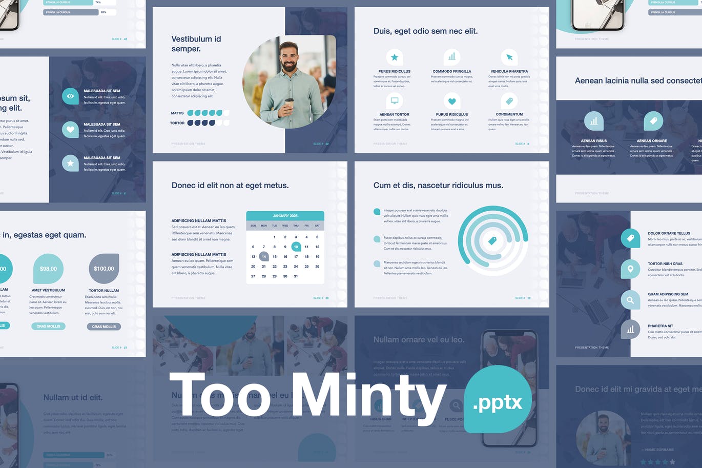 清新薄荷蓝教育培训PowerPoint模板