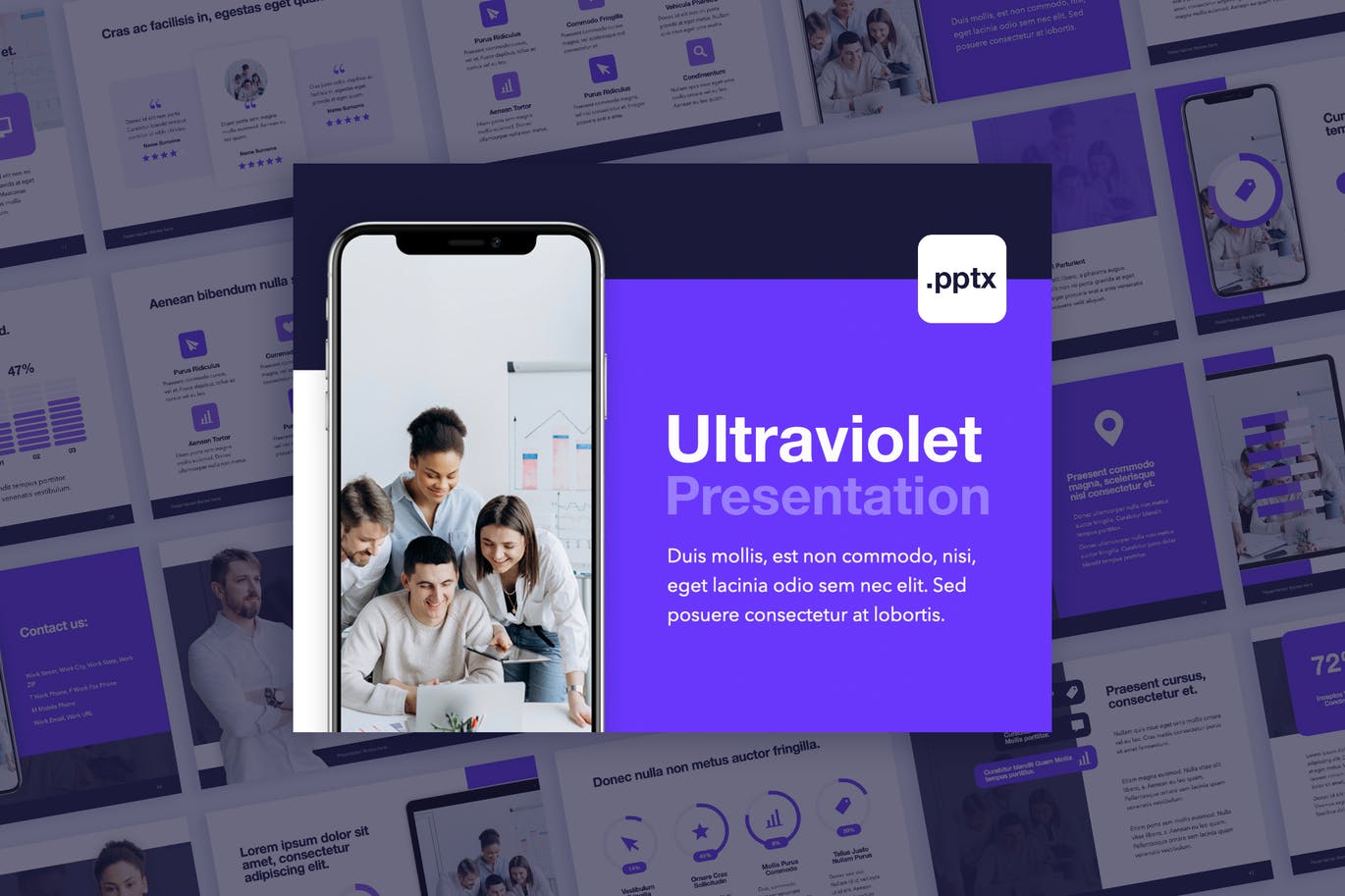 紫色销售工作汇报PPT模板