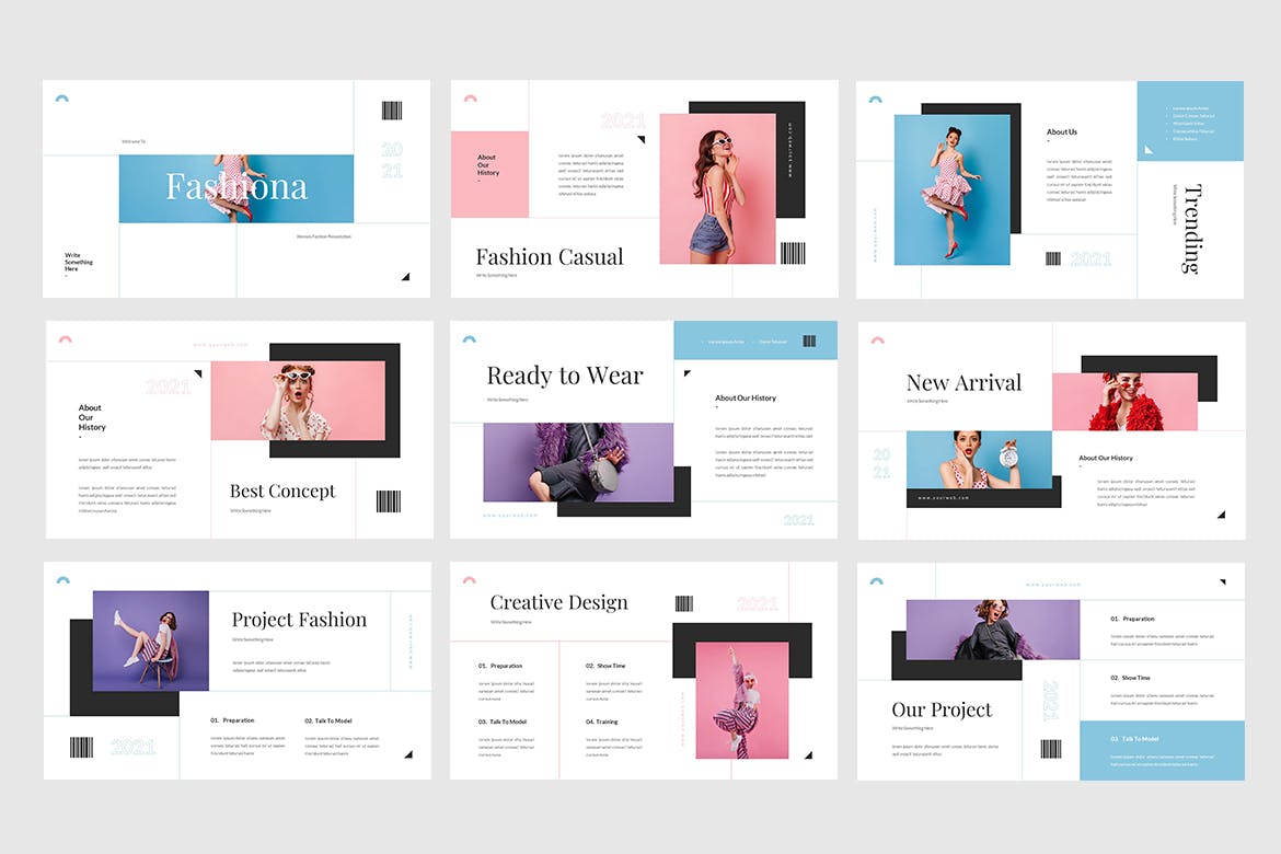 时尚杂志风商业服饰PPT模板